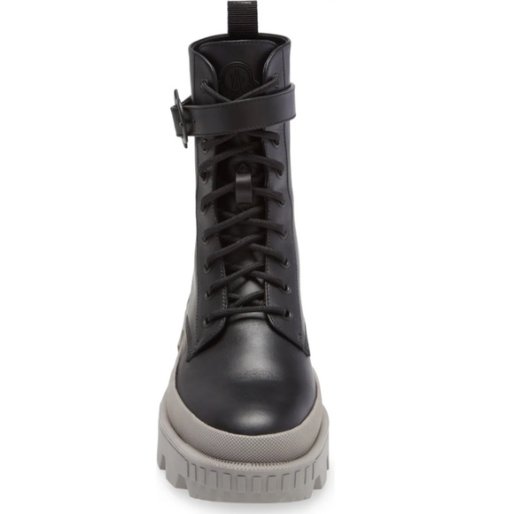 NIB $825 Moncler Carinne Hiking Boot in Black Leather in size 7 US /  7 EU! - Picture 4 of 6